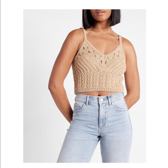 NWT Express Crochet Knit Cropped Sweater Cami - Picture 2 of 7